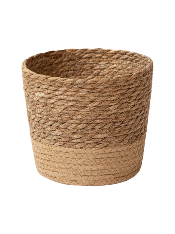 Seagrass Planter Basket Woven, Usupdd Natural Handmade Flower Pot Cover Storage, 10x10 Inch Woven Straw Pot for Home Office Decor, Brown