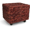 thumbnail image 1 of Seagrass Rolling File Cabinet - Home Filing Cabinet - Hanging File Organizer - Home and Office Wicker File Cabinet - Water Hyacinth Storage Basket for File Storage (Russet Brown), 1 of 8