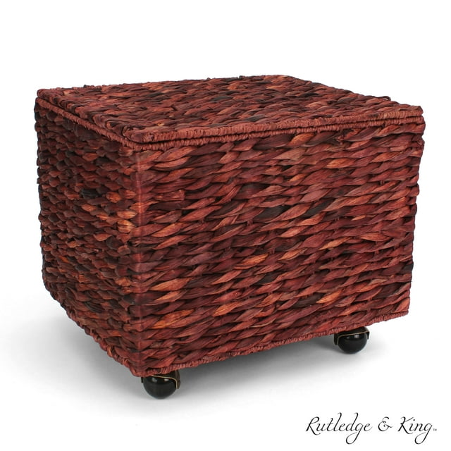 Seagrass Rolling File Cabinet - Home Filing Cabinet - Hanging File Organizer - Home and Office Wicker File Cabinet - Water Hyacinth Storage Basket for File Storage (Russet Brown) …