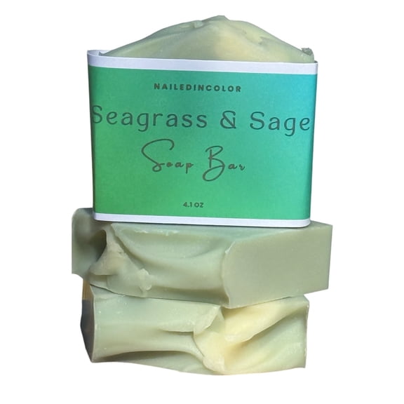 Seagrass & Sage Bar Soap by NailedInColor, Fresh Scent, Men, Women, Teens, Decor, Hand Soap