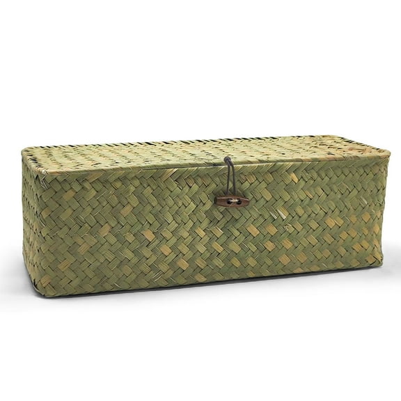 Seagrass Storage Basket with Lid Wicker Storage Basket Small Woven Shelf Basket for Toiletries Storage Seagrass Basket for Shelf Bathroom Toilet Table Counter