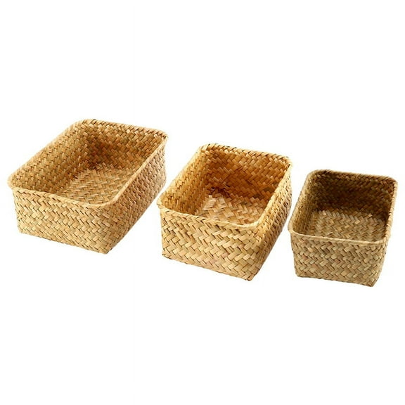 Seagrass Storage Basket, Multisize Handmade Rattan Shelf Baskets