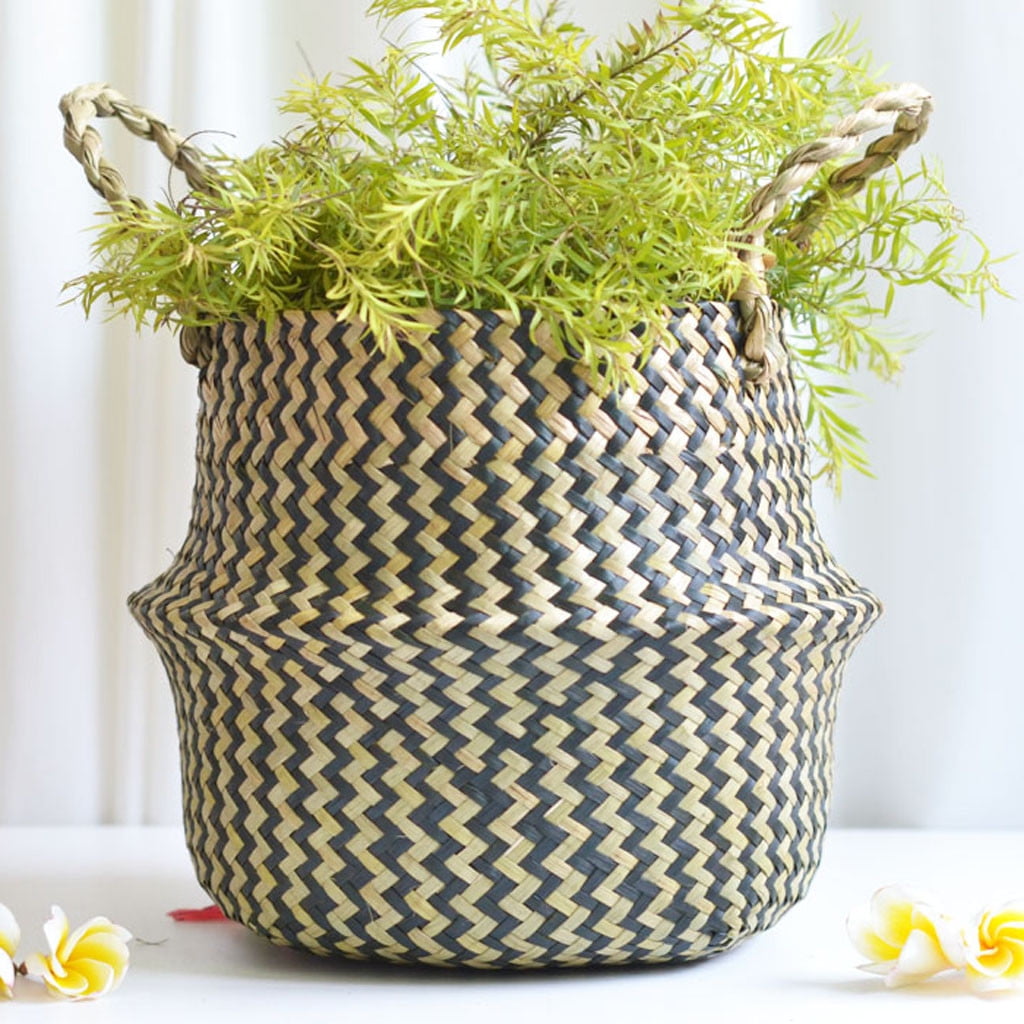 Seagrass Wicker Basket Flower Pot Folding Basket Basket Storage ...