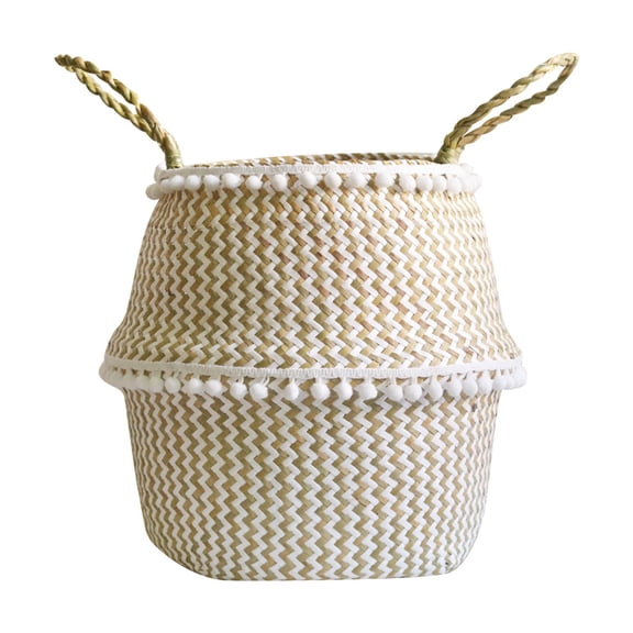 Seagrass Wicker Basket Flower Pot Folding Basket Dirty Basket Storage Decoration