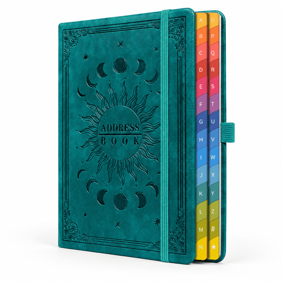Seagreen Hardcover Address Book with Alphabetical Tabs, Contact and Password Organizer