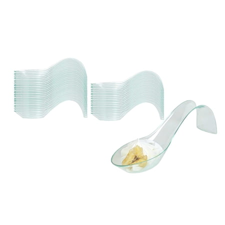 Restaurantware-5 Inch Teardrop Spoons, 100 Stiletto Spoons - Disposable, Indented Basin, Seagreen Plastic Tasting Spoons, For Weddings Or Catering