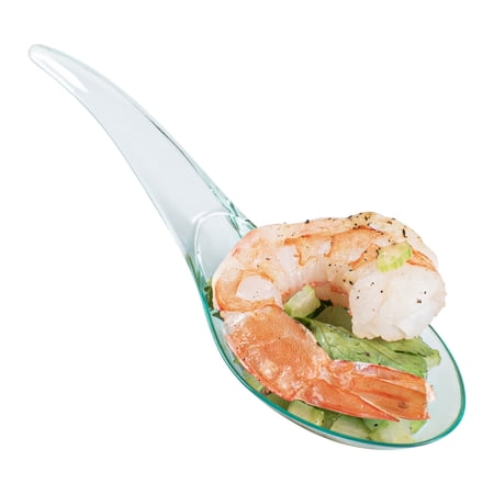 Mini Serve Seagreen Plastic Wave Spoon - 5" x 1 1/2" - 100 count box