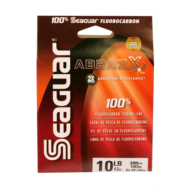 Seaguar AbrazX 100% Fluorocarbon Fishing Line 10lbs, 200yds Break  Strength/Length - 10AX200