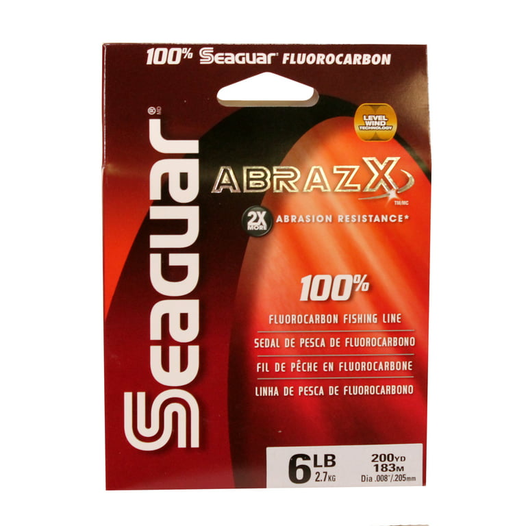 Seaguar AbrazX 100% Fluorocarbon Fishing Line 6lbs, 200yds Break  Strength/Length - 06AX200 