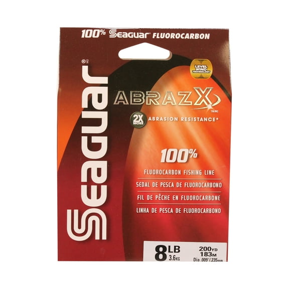Seaguar AbrazX 100% Fluorocarbon Fishing Line 8lbs, 200yds Break Strength/Length - 08AX200