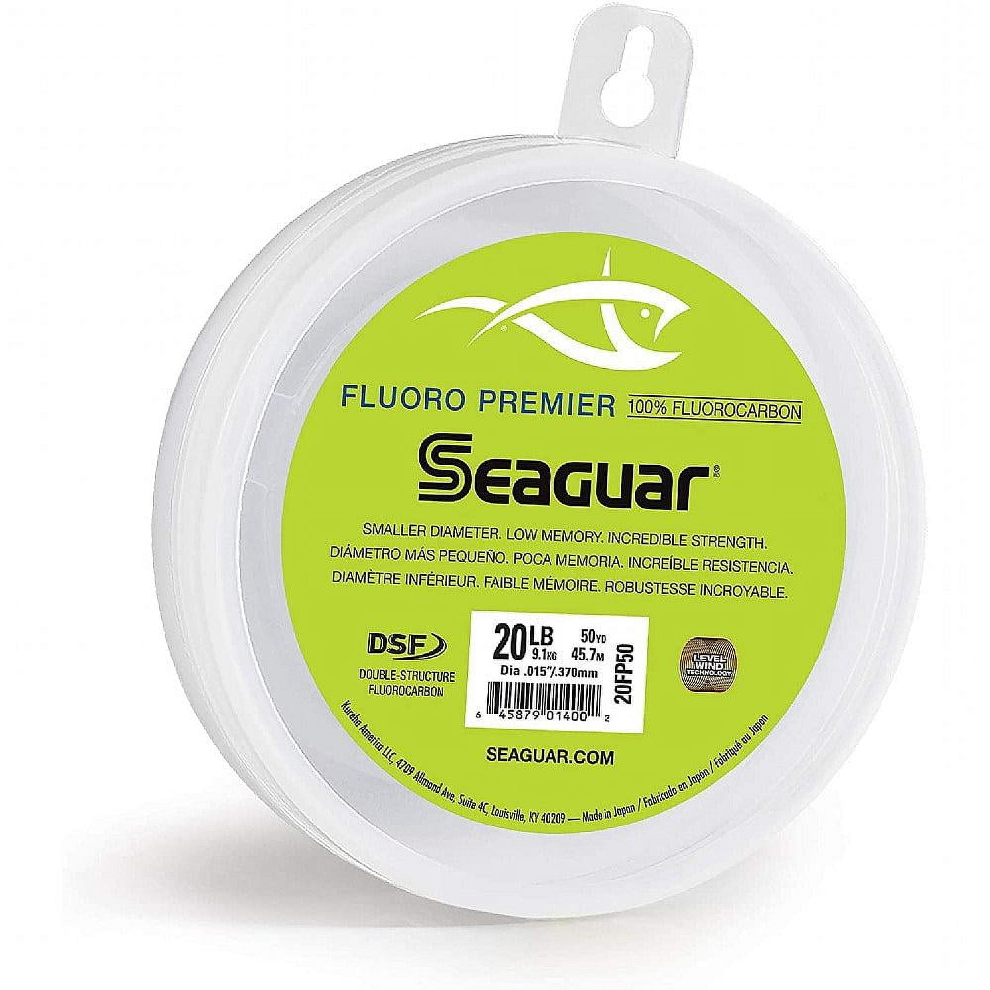 Seaguar Fluoro Premier 100% Fluorocarbon Fishing Line(DSF), 40lbs, 50yds Break Strength/Length - 40FP50