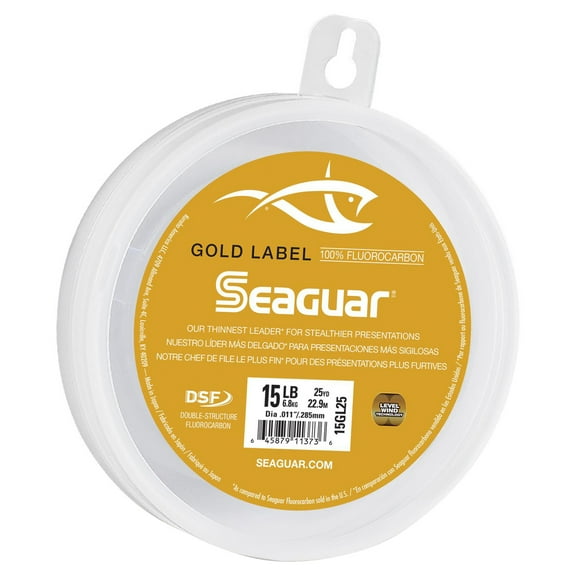 Seaguar Gold Label 100% Fluorocarbon Fishing Line(DSF), 15lbs, 25yds Break Strength/Length - 15GL25