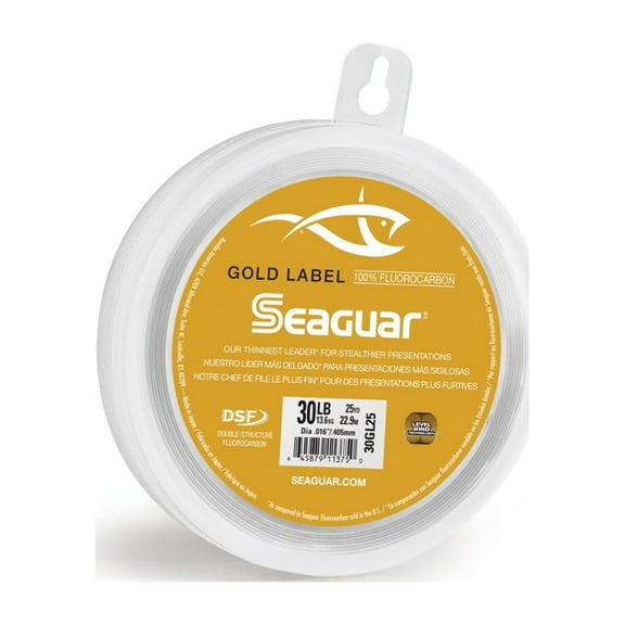 Seaguar Gold Label 100% Fluorocarbon Fishing Line(DSF), 25lbs, 25yds Break Strength/Length - 25GL25