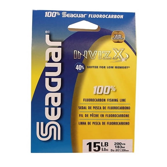 Seaguar Invizx Freshwater 100% Fluorocarbon Fishing Line 15lbs, 200yds Break Strength/Length - 15VZ200