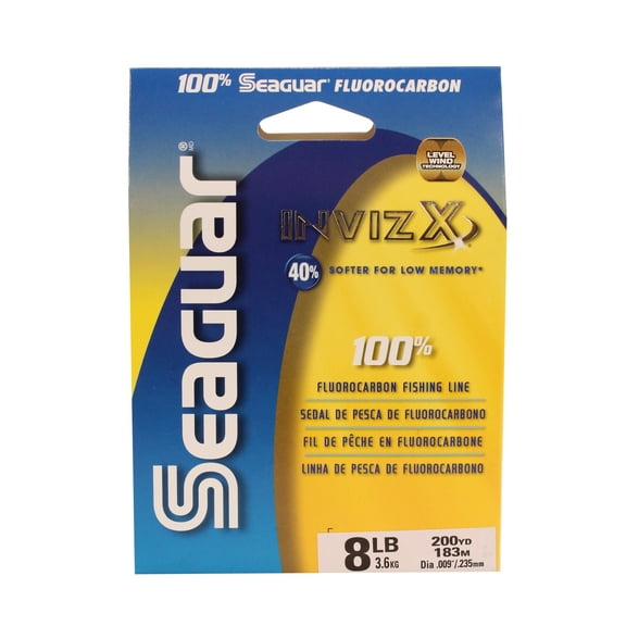 Seaguar Invizx Freshwater 100% Fluorocarbon Fishing Line 8lbs, 200yds Break Strength/Length - 08VZ200