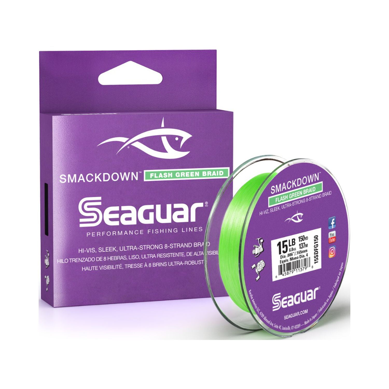 Seaguar Smackdown High Visibility Fishing Line 15lbs, 150yds Break