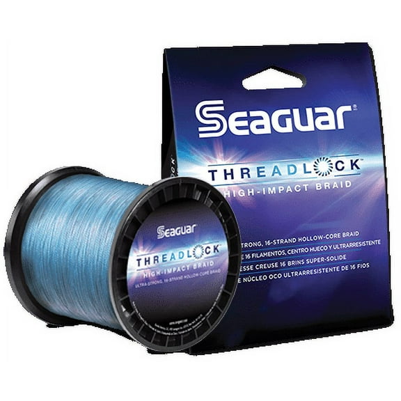 Seaguar Threadlock Fishing Line, 16 Strand Hollow Core Braid, High Visibility Blue, 60lbs, 600yds Break Strength/Length - 60S16B600