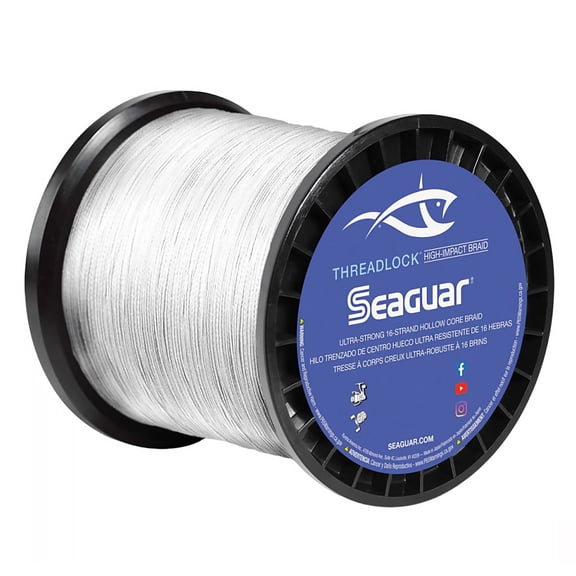 Seaguar Threadlock Fishing Line, 16 Strand Hollow Core Braid, High Visibility White, 60lbs, 2500yds Break Strength/Length - 60S16W2500