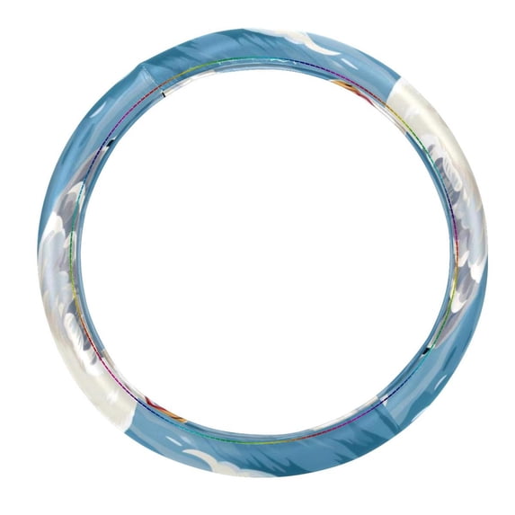 Seagull 14.5 Inch Printing PVC Leather Steering Wheel Covers Auto Accessories