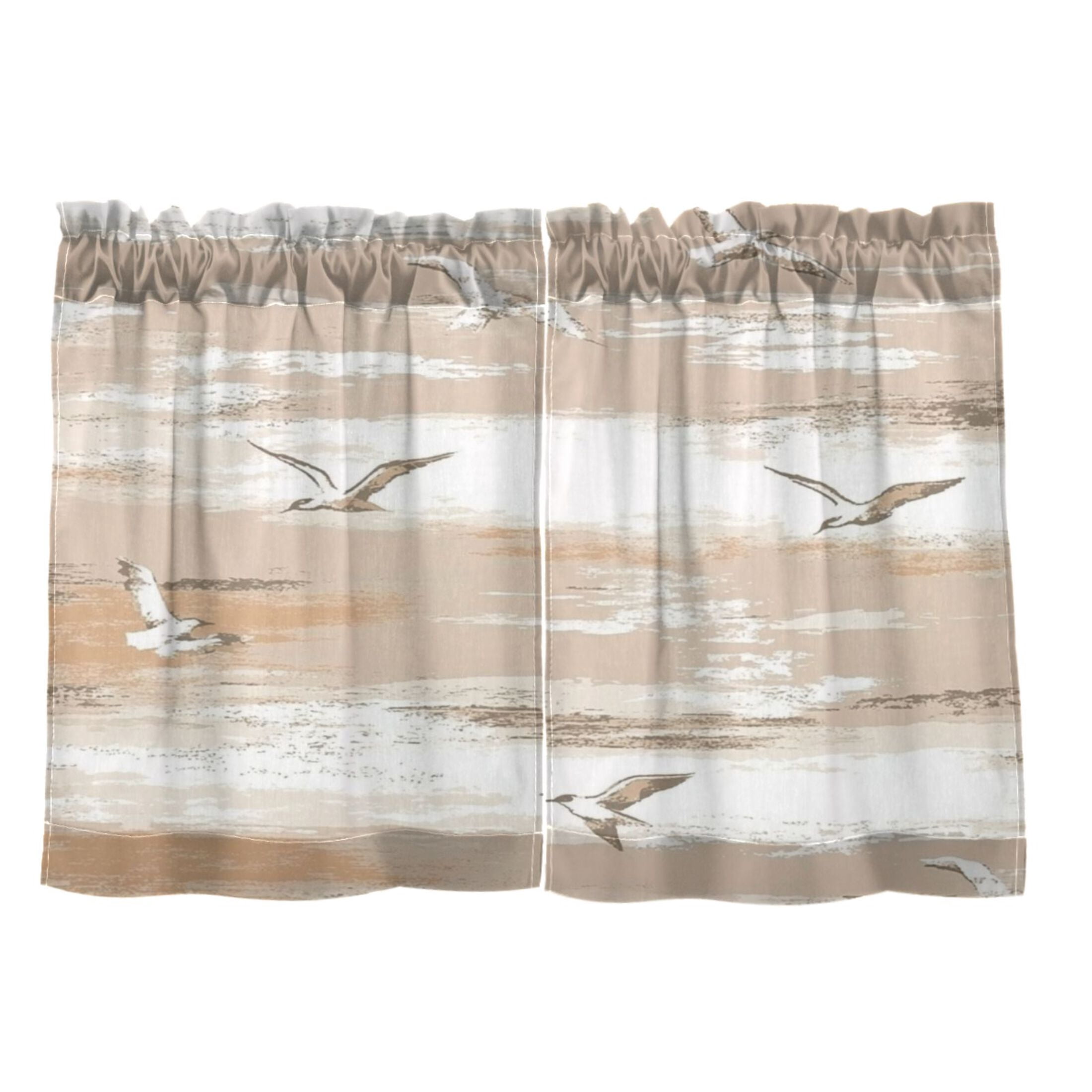 Seagull 27"x36" Linen Look Cafe Curtain Set with Privacy and UV Protection