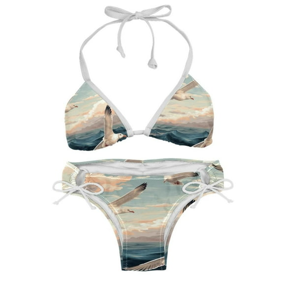 Seagull Adjustable Strap Bikini Set with Detachable Sponge, Two-Pack - Ideal for Beach and Pool Parties