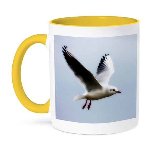 3dRose, Seagull Art- Birds- Nature, 15oz Two-Tone Yellow Mug