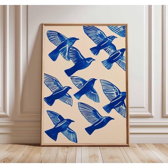Seagull Blue Coastal Nautical Poster Unframed Paper Print