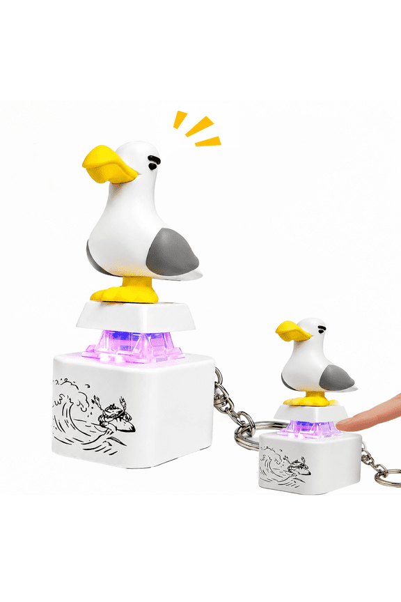 Seagull Button Keychain, Rechargeable Funny Sound Noise Maker, Keyboard Clicker Fidget Toy for Stress Relief, Desk Gadget Gift
