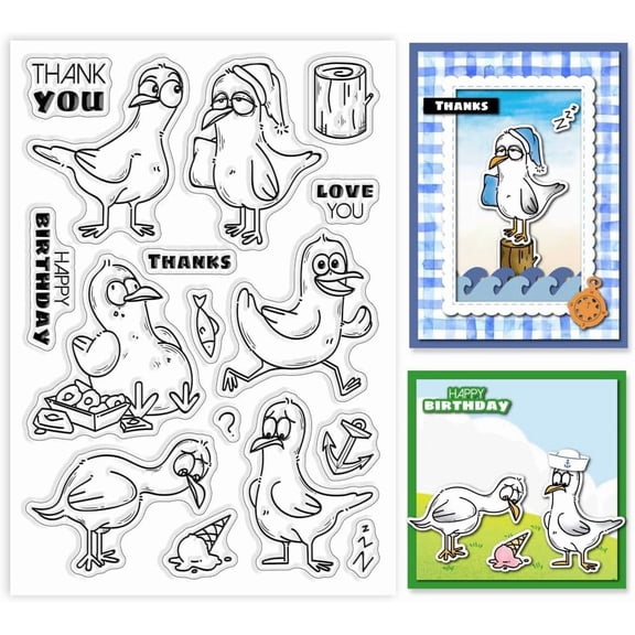 Seagull Clear Stamps Cartoon Animals Silicone Clear Stamp Seals Anchor Transparent Stamps for DIY Making