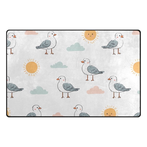 Seagull Cloud Sun Pattern Memory Foam Area Rug 31"x20" Non Slip, Absorbent, Fade Proof for Living Room, Bedroom, Office