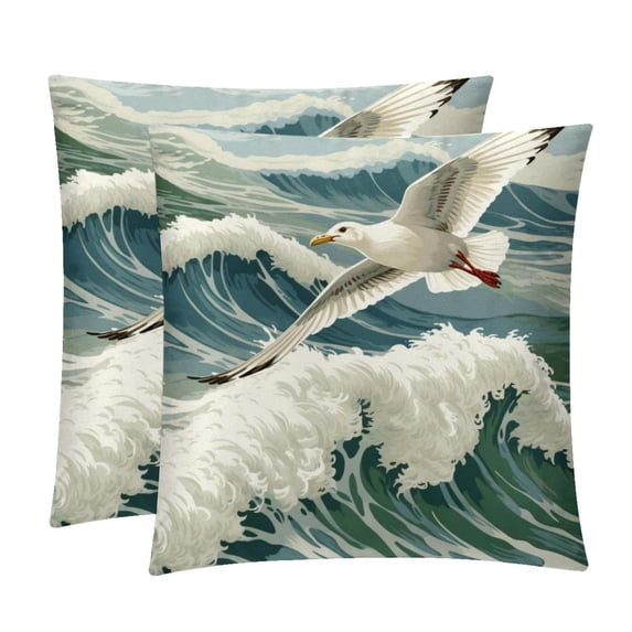 Seagull Covers - Set of 2 Throw Pillow Covers with Unique Patterns for Living Room Decor - Available in 16x16, 18x18, and 20x20 Inches Throw Pillows for All Occasions