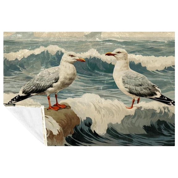 Seagull Cozy Microfiber Custom Blanket | Soft and Warm Printed Throw Blanket for Sofa, Bed, Couch, Office, Camping | Lightweight Blankets & Throws