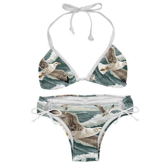 Seagull Detachable Sponge Adjustable Strap Bikini Set 2-Pack Swimwear Swimsuit.SceneManagement Beach Pool Party Vacation.