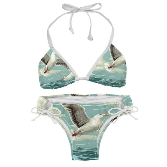 Seagull Detachable Sponge Adjustable Strap Bikini Set Two-Pack - Ideal for Beach & Pool Parties