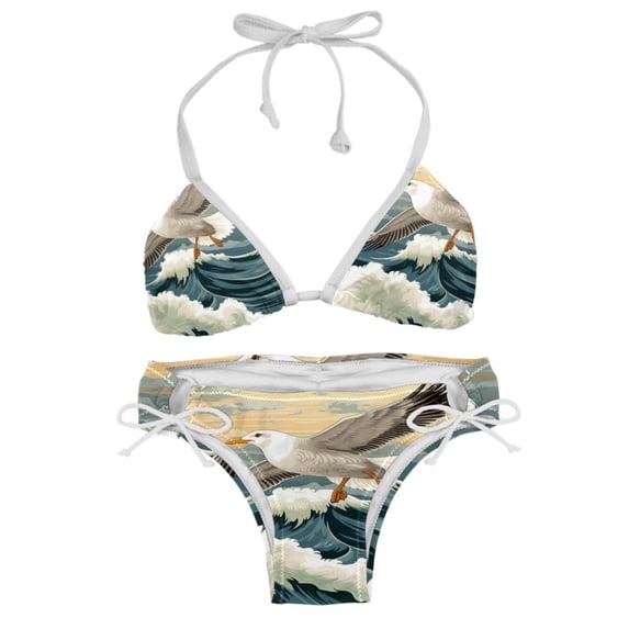 Seagull Detachable Sponge Adjustable Strap Bikini Set - Two-Pack - Ideal for Beach and Pool Parties