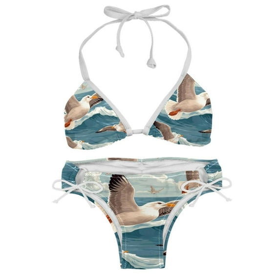 Seagull Detachable Sponge Adjustable Strap Bikini Set Two-Pack Swim Suit Beachwear Pool Swimwear
