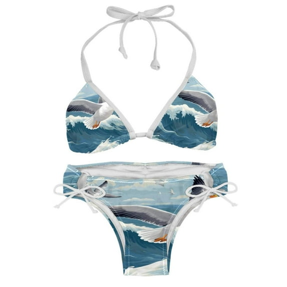 Seagull Detachable Sponge Adjustable Strap Bikini Set - Two-Pack - Versatile Swimwear for All Occasions!