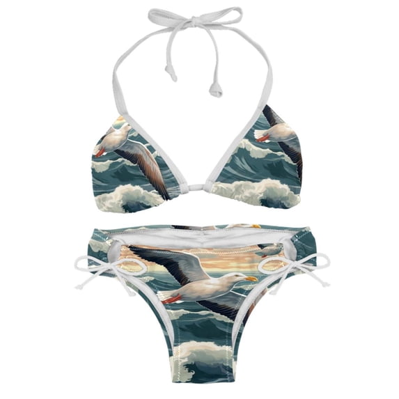 Seagull Detachable Sponge Adjustable Strap Swimsuit Set - 2 Pack for Beach & Pool Parties