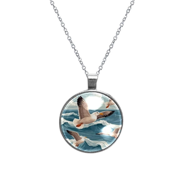 Seagull Elegant Circular Glass Pendant Necklace