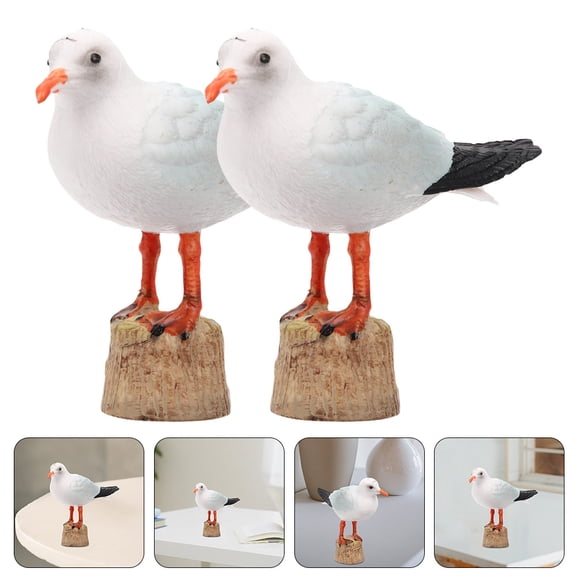 LIOOBO Coastal Birds Figurine Seagull Bird Statue Multi Plastic 2Pcs Garden Decoration