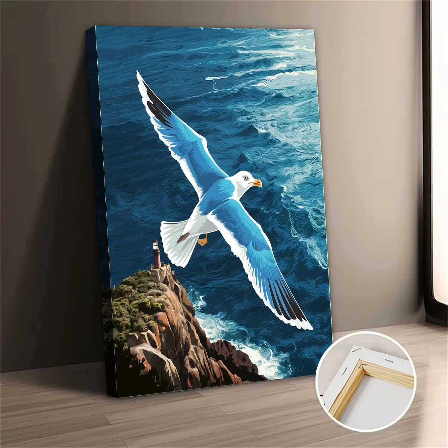 Seagull Flying Over Ocean Canvas Wall Art - Walmart.com