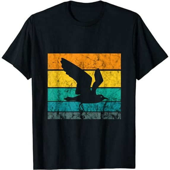 Seagull Flying Vintage Retro Harbour Albatros Beach Bird T-Shirt