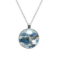 thumbnail image 1 of Seagull Glass Circular Pendant Necklace - Elegant Round Charm Jewelry for Women, 1 of 5