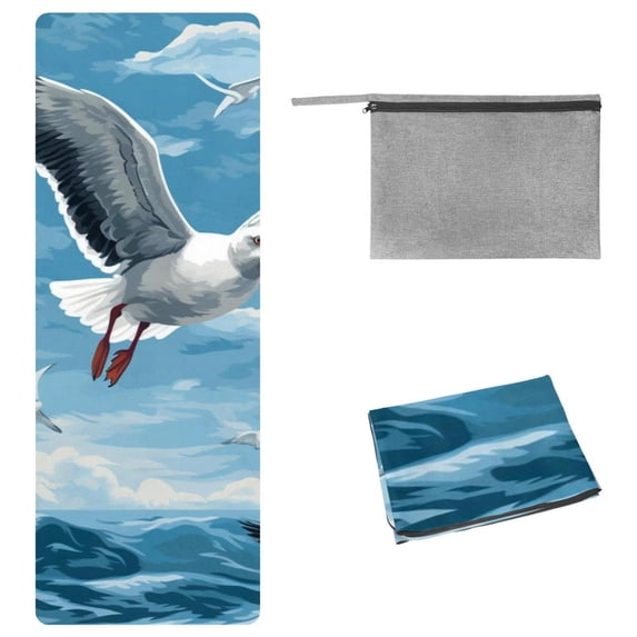 Seagull Gym Towels with Storage Bag, 72.8"x26.8", Suitable for Yoga, Pilates, Fitness, etc. - Yoga Mat Towel, Yoga Towels