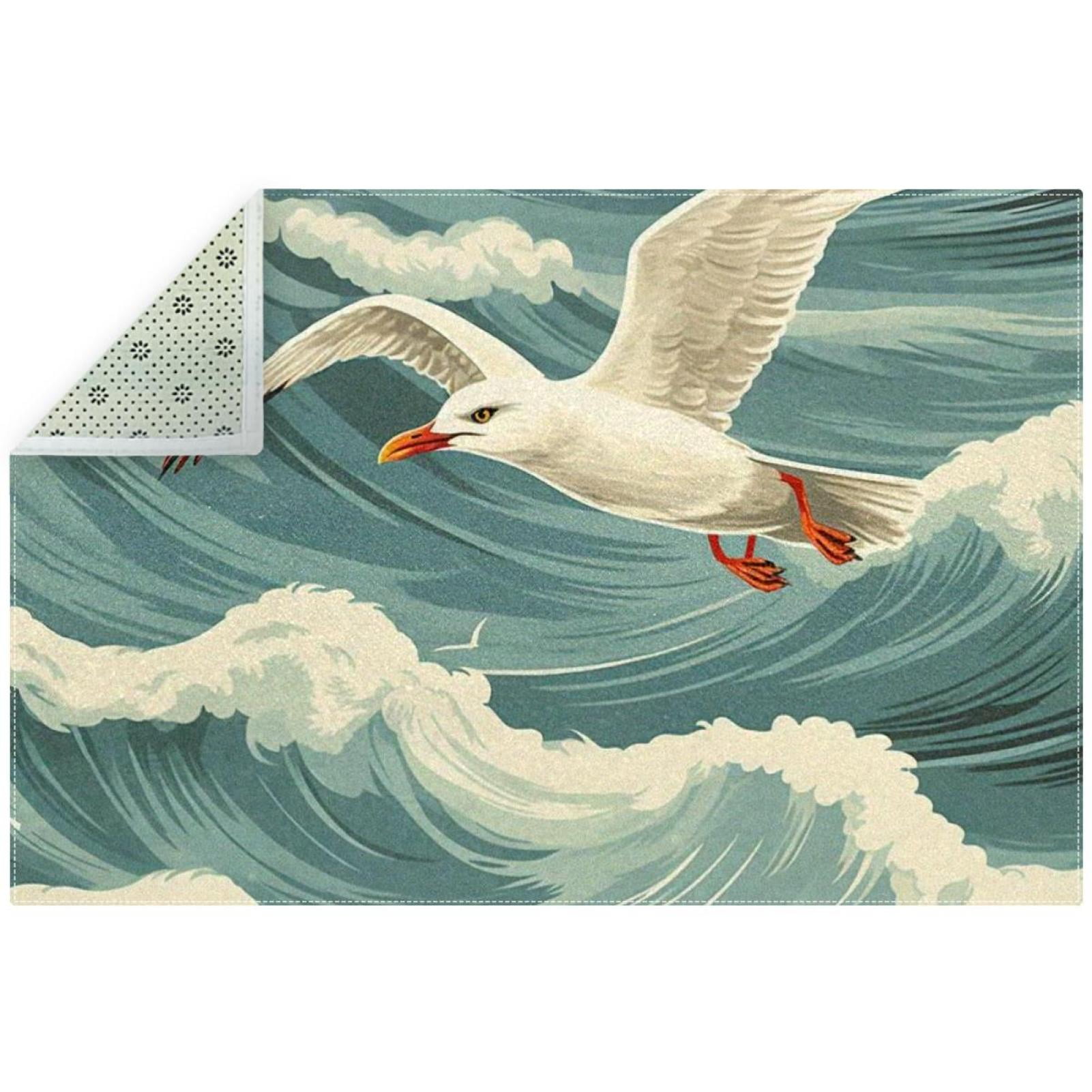 Seagull Kitchen Mat Polyester Floor Mat Comfortable Standing Mat