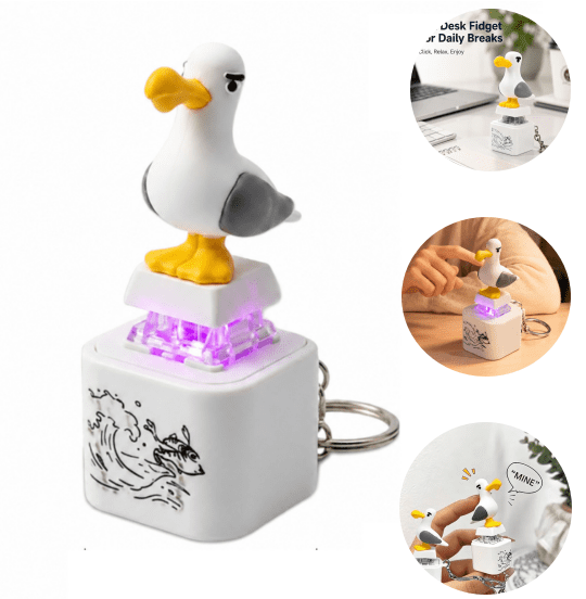 Seagull “MINE!” Talking Keychain with Real Seagull Sound & Flashing LED Light, Portable Novelty, for Coworkers & Adults (1PC)