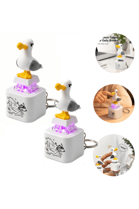 Seagull “MINE!” Talking Keychain with Real Seagull Sound & Flashing LED Light, Portable Novelty, for Coworkers & Adults (2PC)