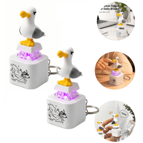 Seagull “MINE!” Talking Keychain with Real Seagull Sound & Flashing LED Light, Portable Novelty, for Coworkers & Adults (2PC)