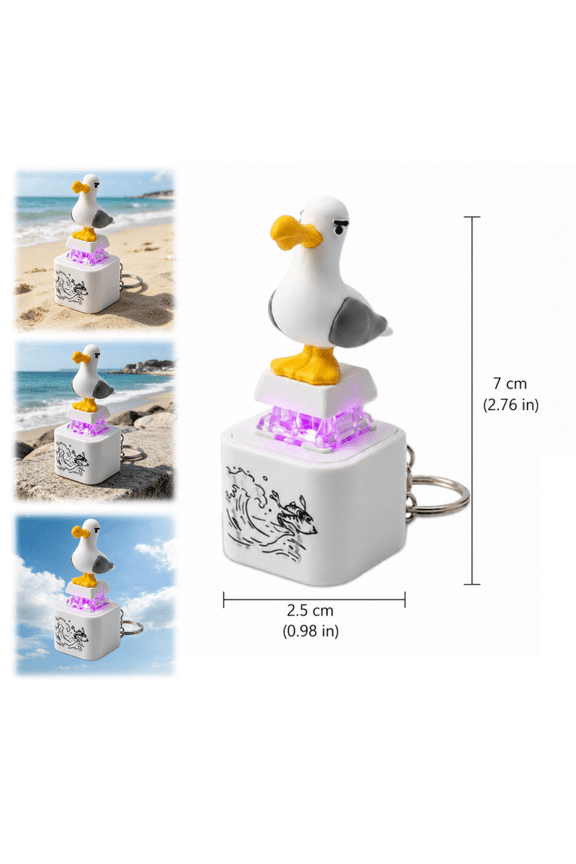 Seagull MINE! Talking Keychain with Real Seagull Sound & Flashing LED Light, Portable Novelty, for Coworkers & Adults
