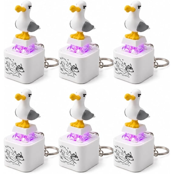 Seagull Mechanical Fidget Toys Keychain with LED Light, Clicking Sound Decompression Keyboard Button Toys for Anxiety & Stress Relief, Back to School Backpack Pendant Gift for Teens & Adults((6 Pcs)